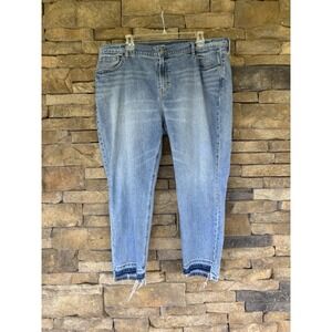 Old Navy Jeans Womens Boyfriend Sz 18 Mid Rise Stretch Jeans Med Blue Distressed